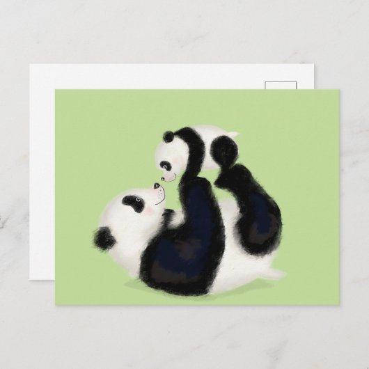 Briefkaart van Panda en cub (Voorkant / Achterkant)
