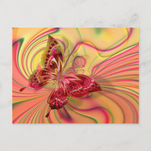 briefkaart van perzikrode vlinder