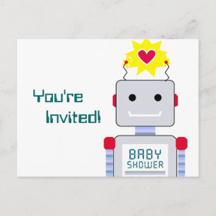Briefkaart van robotBaby shower
