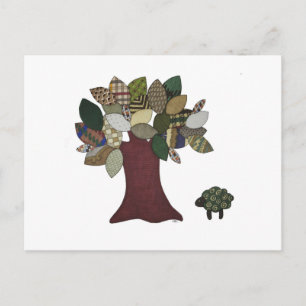Briefkaart van schapen en bomen