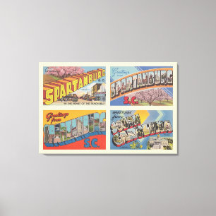  Briefkaart van Spartanburg, South Carolina Canvas Afdruk