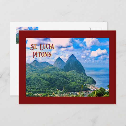 Briefkaart van St. Lucia Pitons (Voorkant / Achterkant)