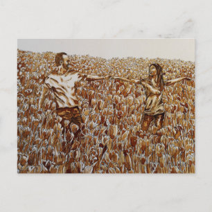 Briefkaart van tulpkoffie en inktschets