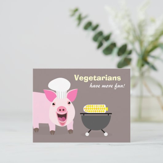 Briefkaart van vegetarische varkens (Staand voorkant)