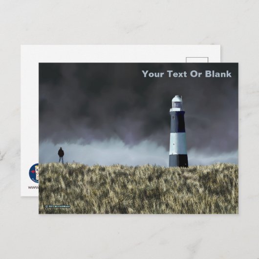 Briefkaart van vuurtoren met scheurpunt (Voorkant / Achterkant)