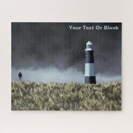 Briefkaart van vuurtoren met scheurpunt legpuzzel (Horizontaal)