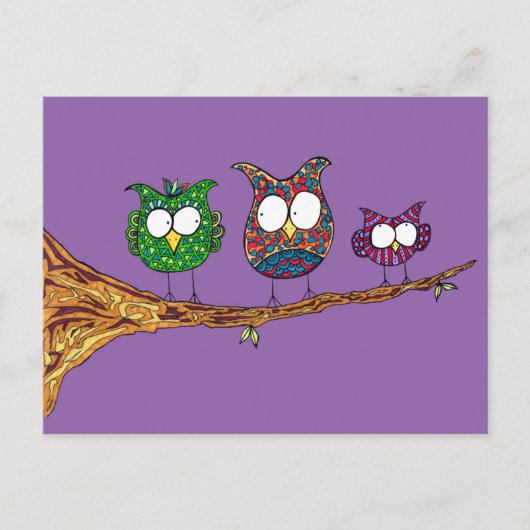 Briefkaart van Whimsical Owls (Voorkant)