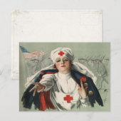 Briefkaart van WWII met American Red Cross Print (Voorkant / Achterkant)