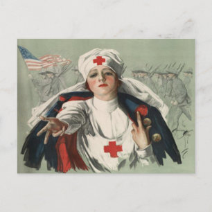 Briefkaart van WWII met American Red Cross Print