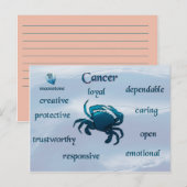 Briefkaart van zodiakarakteristieken bij kanker (Voorkant / Achterkant)
