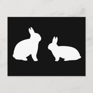 Briefkaart van zwarte en witte konijnen - !