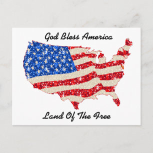 Briefkaart Verenigde Staten Vlag God Bless America