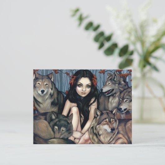 briefkaart "Verhit door wolven" (Staand voorkant)