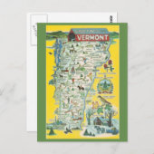Briefkaart Vermont State Map (Voorkant / Achterkant)