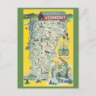 Briefkaart Vermont State Map