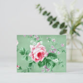 Briefkaart Victoriaans roze rozen (Staand voorkant)