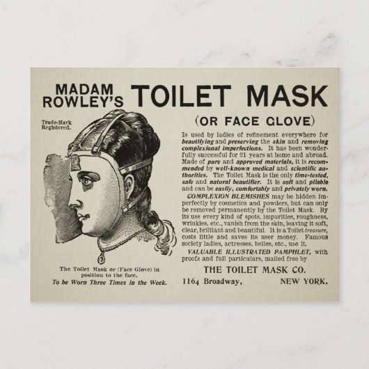  Briefkaart Victoriaans toiletmasker (Voorkant)