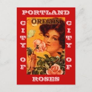 BRIEFKAART VINTAGE EN PORTLAND OREGON CITY OF ROZE