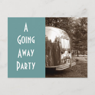 Briefkaart Vintage-opleggercamper weggaat
