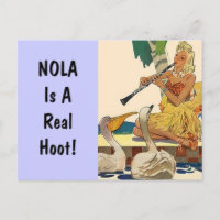 Briefkaart Vintage rek NOLA is een Hoot PC