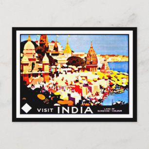 Briefkaart-Vintage Travel-India Briefkaart