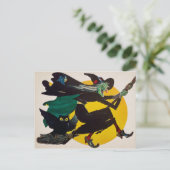 Briefkaart vliegende heks (Staand voorkant)