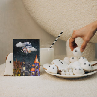 Briefkaart vliegende heks Postkruising