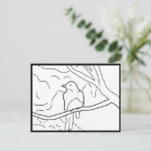Briefkaart - Vogel op Tak aan Kleur (Staand voorkant)
