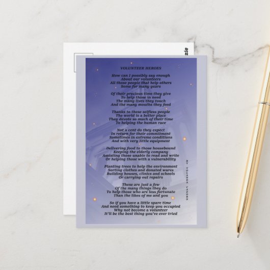 Briefkaart Volunteer Heroes (Voorkant / Achterkant in situ)