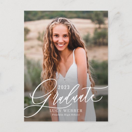 Briefkaart voor bekendmaking Afstuderen in finely (Voorkant)