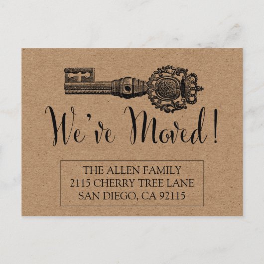 Briefkaart voor bewegende aankondiging -  sleutel (Voorkant)