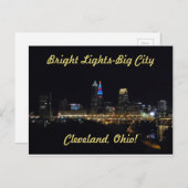 Briefkaart voor Bright Lichten Cleveland Ohio (Voorkant / Achterkant)