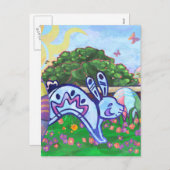 Briefkaart voor de achtertuin van Pasen Bunny (Voorkant / Achterkant)
