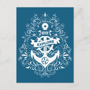 Briefkaart voor decoratief anker aangepast monogra