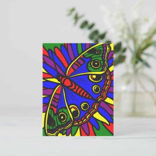 Briefkaart voor Digital Art Glas in lood Butterfly (Staand voorkant)