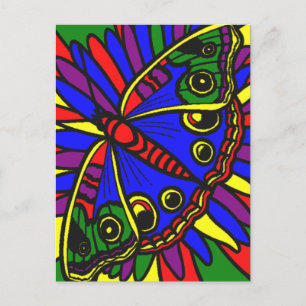 Briefkaart voor Digital Art Glas in lood Butterfly