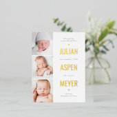 Briefkaart voor geboortebekendmaking via moderne r (Staand Voorkant)