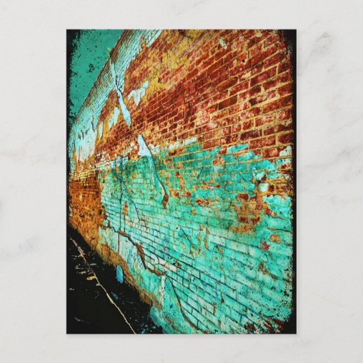 Briefkaart voor getextureerde turquiose Brick-muur (Voorkant)