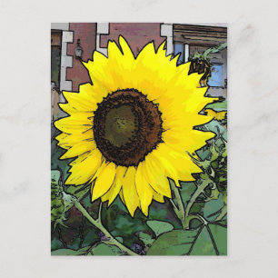 Briefkaart voor grote zonnebloemen