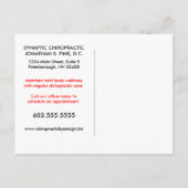 Briefkaart voor heractivering van de Chiropraktijk (Achterkant)