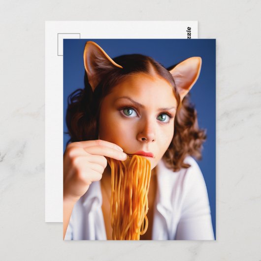 Briefkaart voor het eten van menselijke katten (Voorkant / Achterkant)