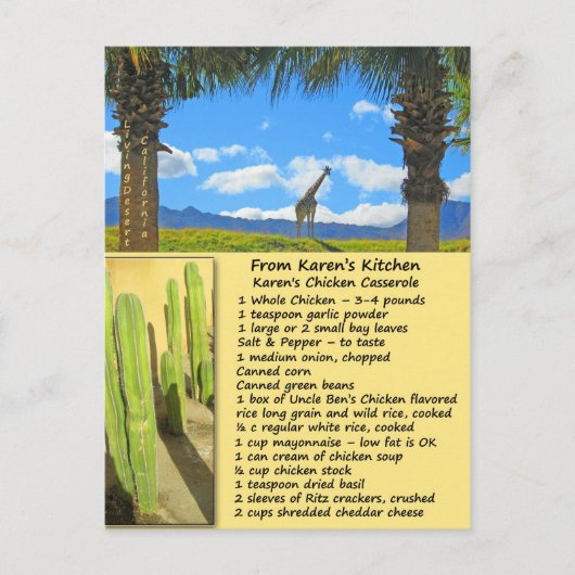 Briefkaart voor het inkuiken van Casserole (Voorkant)