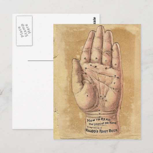 Briefkaart voor het lezen van handpalmen (Voorkant / Achterkant)