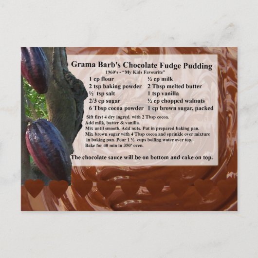 Briefkaart voor het verkrijgen van Chocolade Fudge (Voorkant)