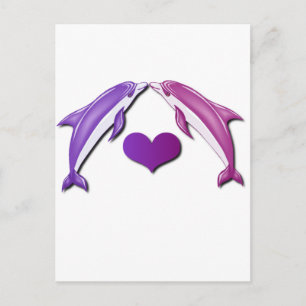 Briefkaart voor het zoenen van dolfijnen