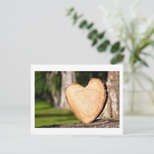 briefkaart voor houten hartvakantie (Staand voorkant)