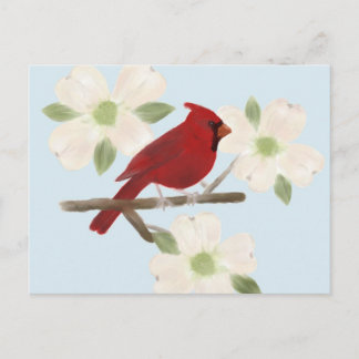 Briefkaart voor kardinaal- en Dogwood-Waterverf