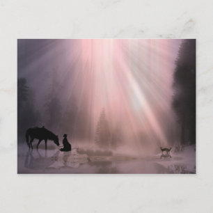 Briefkaart voor kerst met feestdag in Cowboy Churc