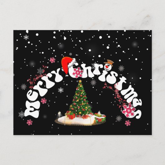 Briefkaart voor kerstfeestdag met zwarte kerst (Voorkant)