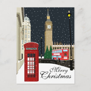 Briefkaart voor kerstfeestdagen in Londen